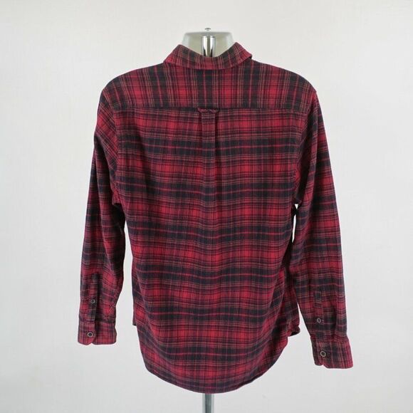 Jachs Red Red Plaid Flannel Medium Collared Dress Shirt Pocket Front - Picture 6 of 10